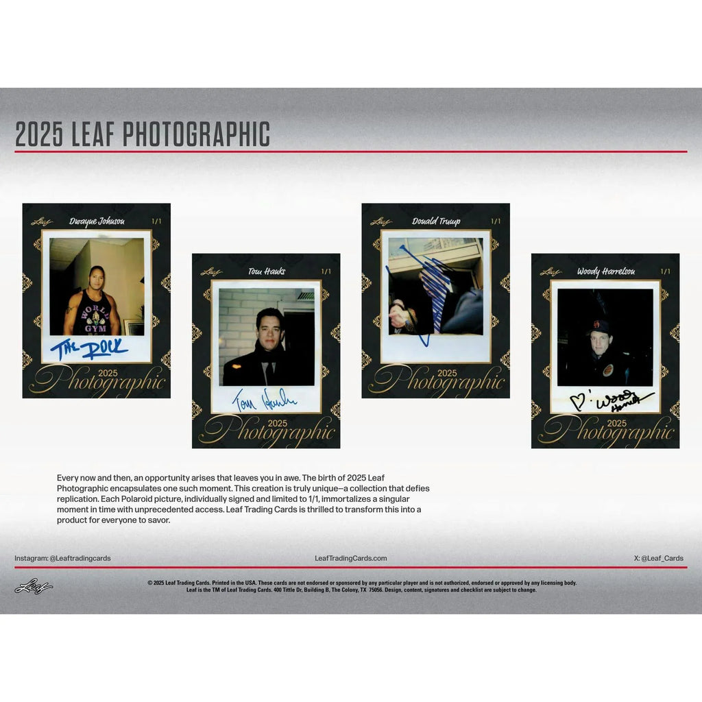 2025 Leaf Photographic Hobby 10 Box Case (Ships Sealed Only)