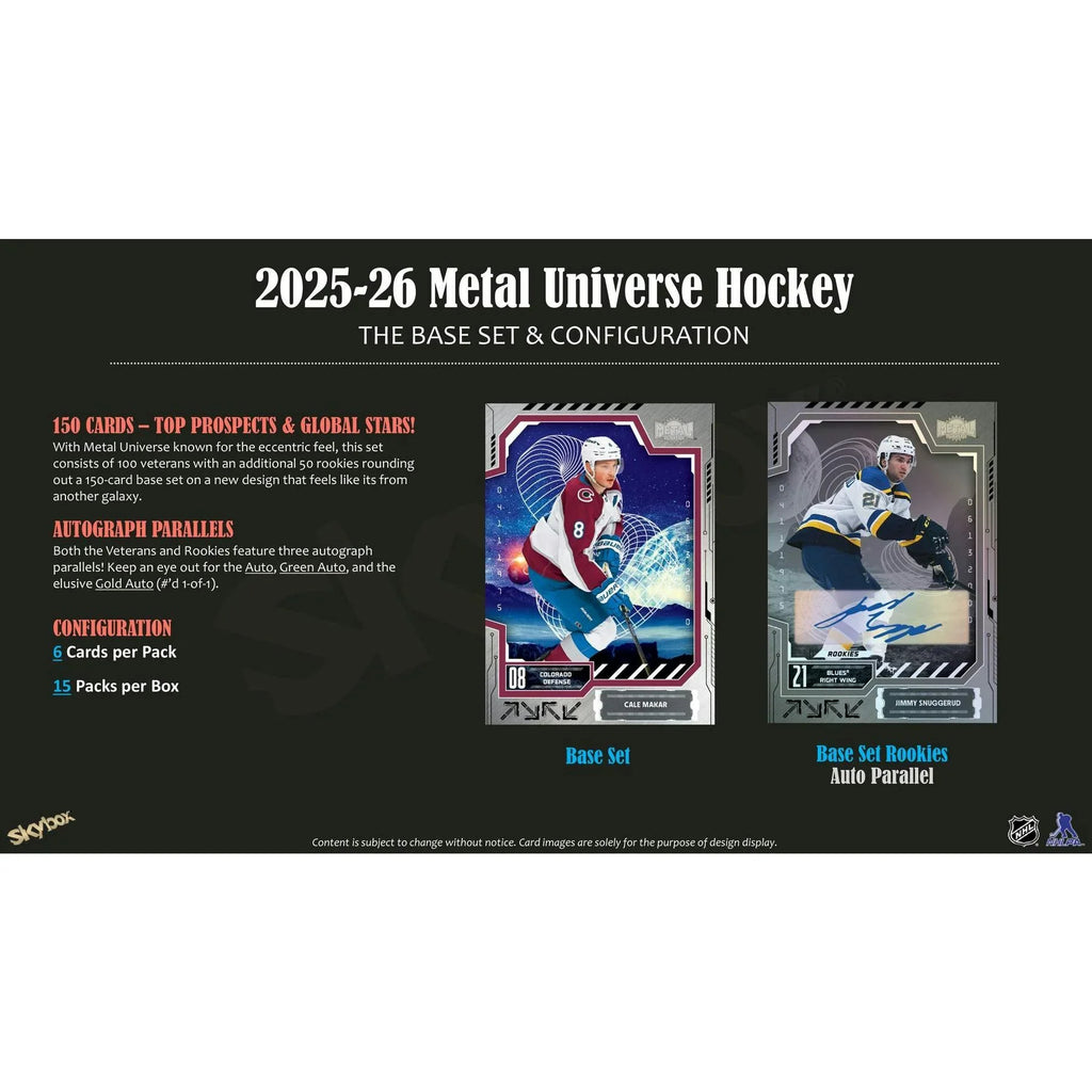 2025 26 Upper Deck Skybox Metal Universe Hockey Hobby Box (Ships Sealed Only)