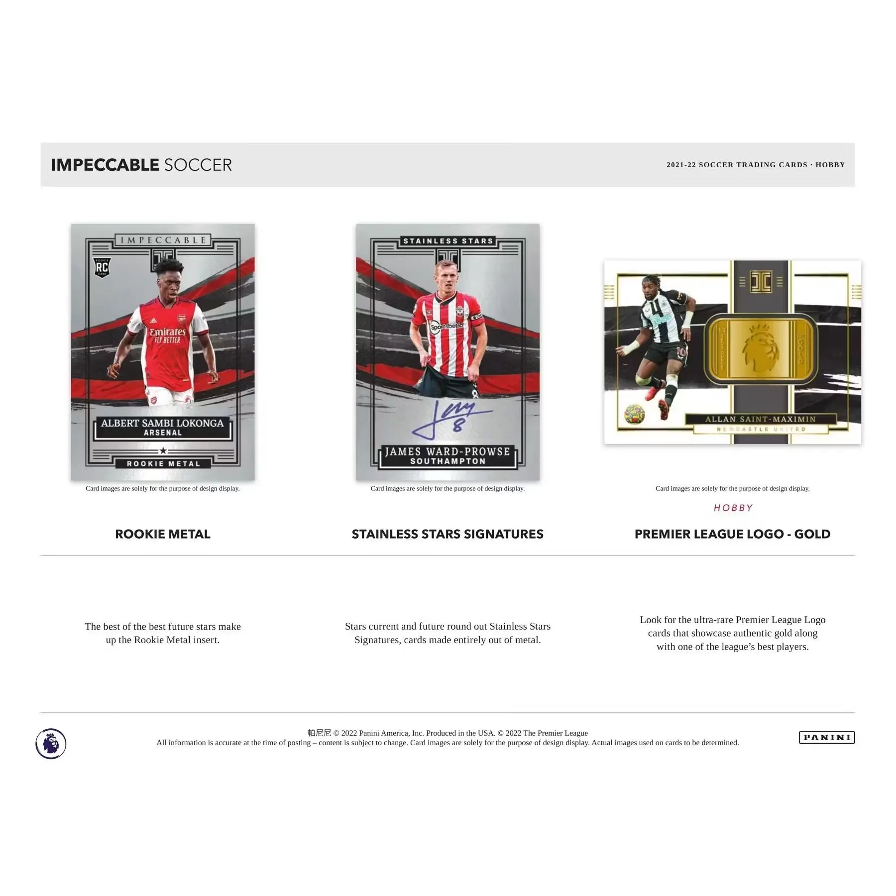 2021-22 Panini Impeccable Premier League Soccer 3-Box Hobby Case (Ships Sealed Only)