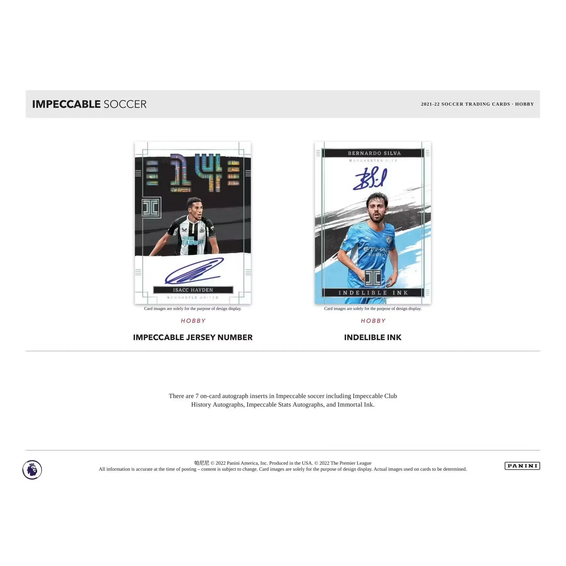 2021-22 Panini Impeccable Premier League Soccer 3-Box Hobby Case (Ships Sealed Only)