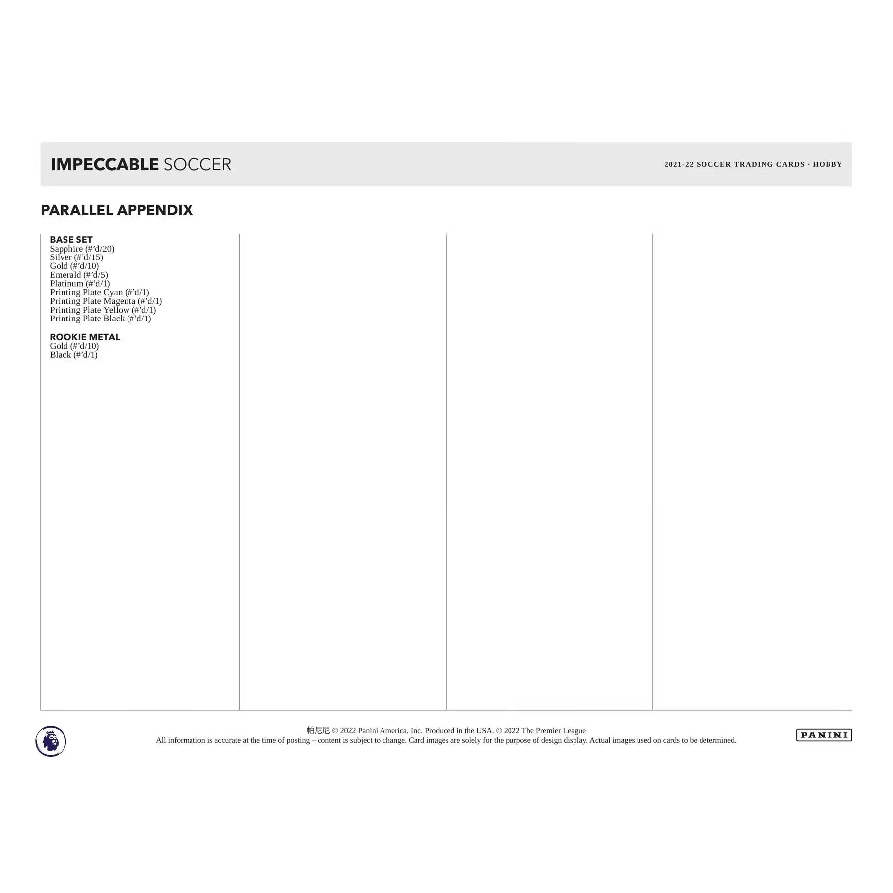 2021-22 Panini Impeccable Premier League Soccer 3-Box Hobby Case (Ships Sealed Only)