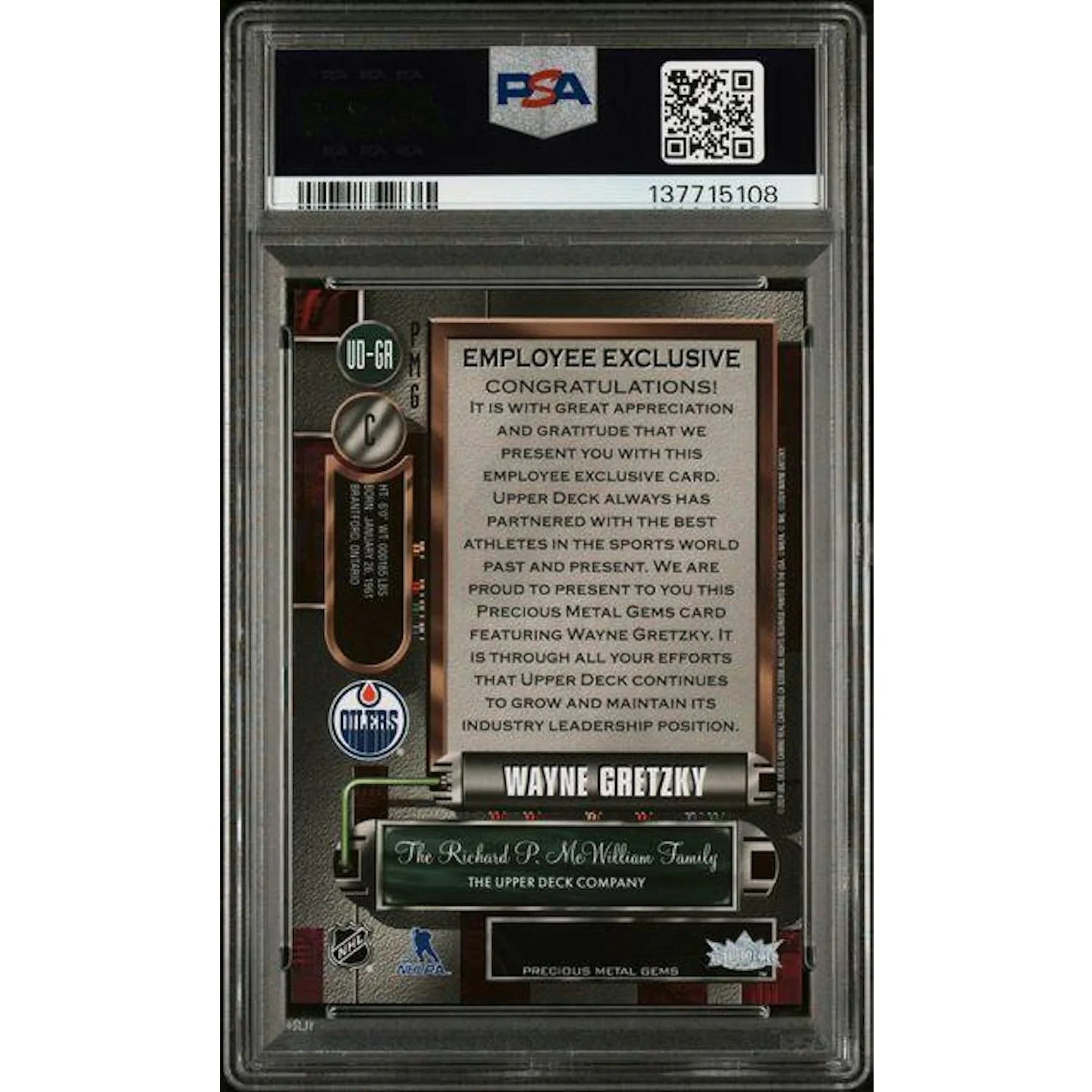 2025 Precious Metal Gems PMG Wayne Gretzky Employee Exclusive PSA 8
