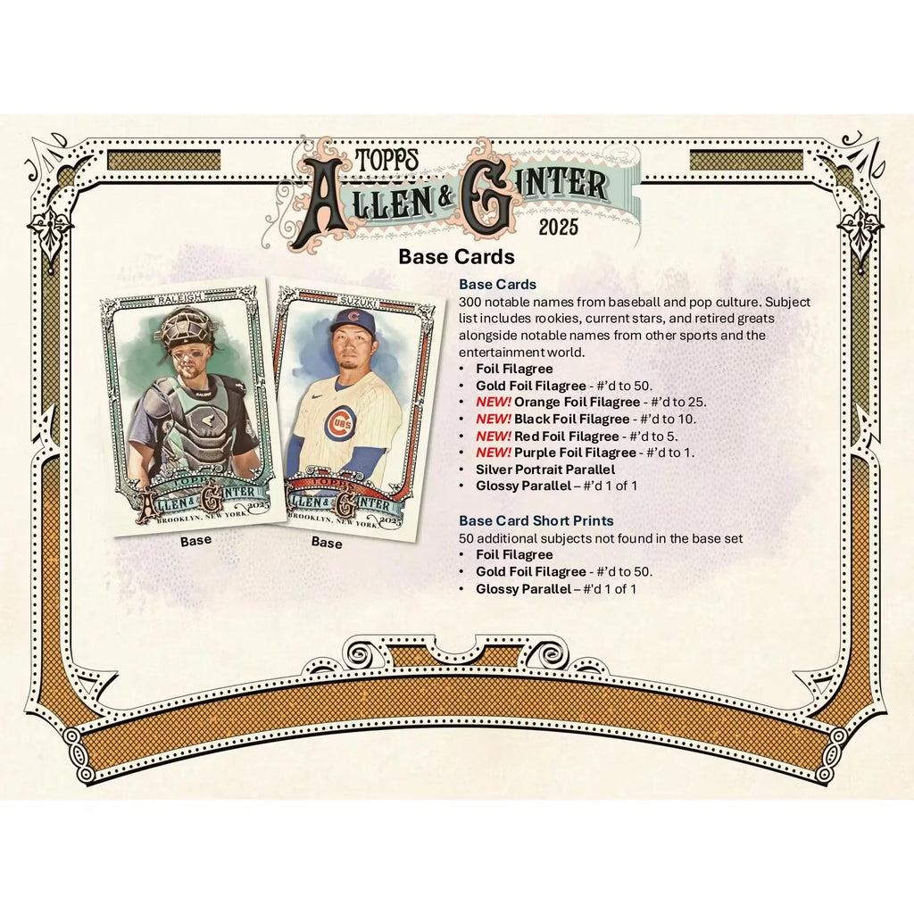 2025 Topps Allen & Ginter Baseball Hobby Box (Ships Sealed Only)