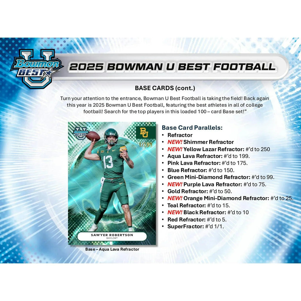 2025 Bowman University Best Football Hobby 12 Box Case (Ships Sealed Only)