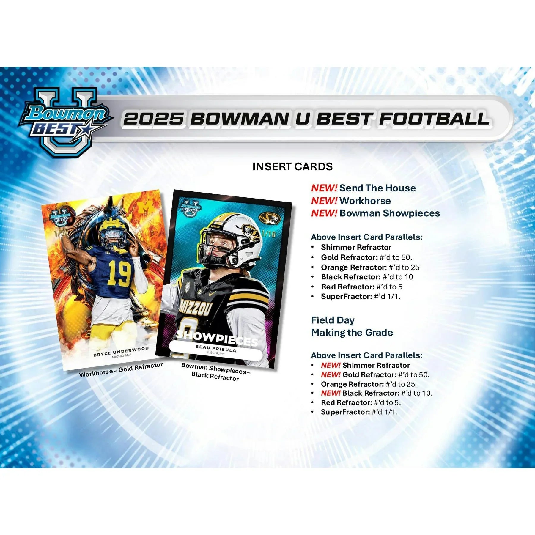 2025 Bowman University Best Football Hobby 12 Box Case (Ships Sealed Only)
