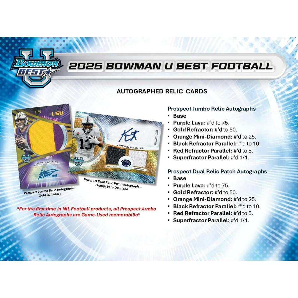 2025 Bowman University Best Football Hobby 12 Box Case (Ships Sealed Only)