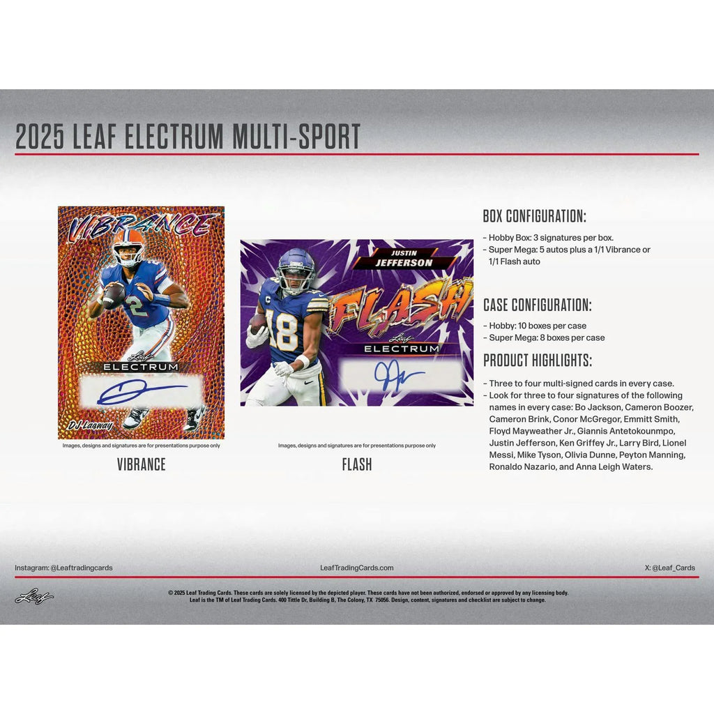 2025 Leaf Electrum Multisport Hobby Box (Ships Sealed Only)