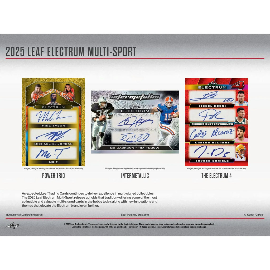 2025 Leaf Electrum Multisport Hobby 10 Box Case (Ships Sealed Only)