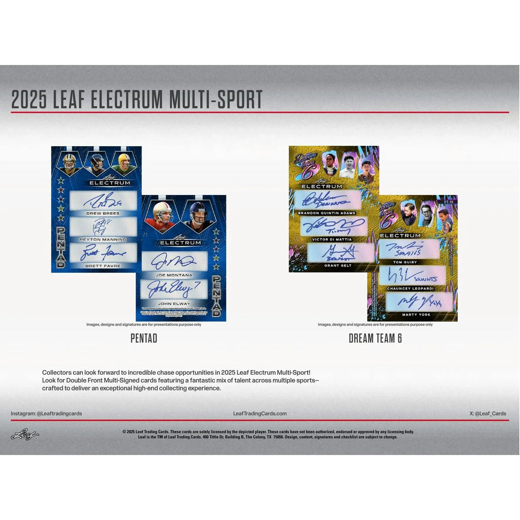 2025 Leaf Electrum Multisport Hobby 10 Box Case (Ships Sealed Only)