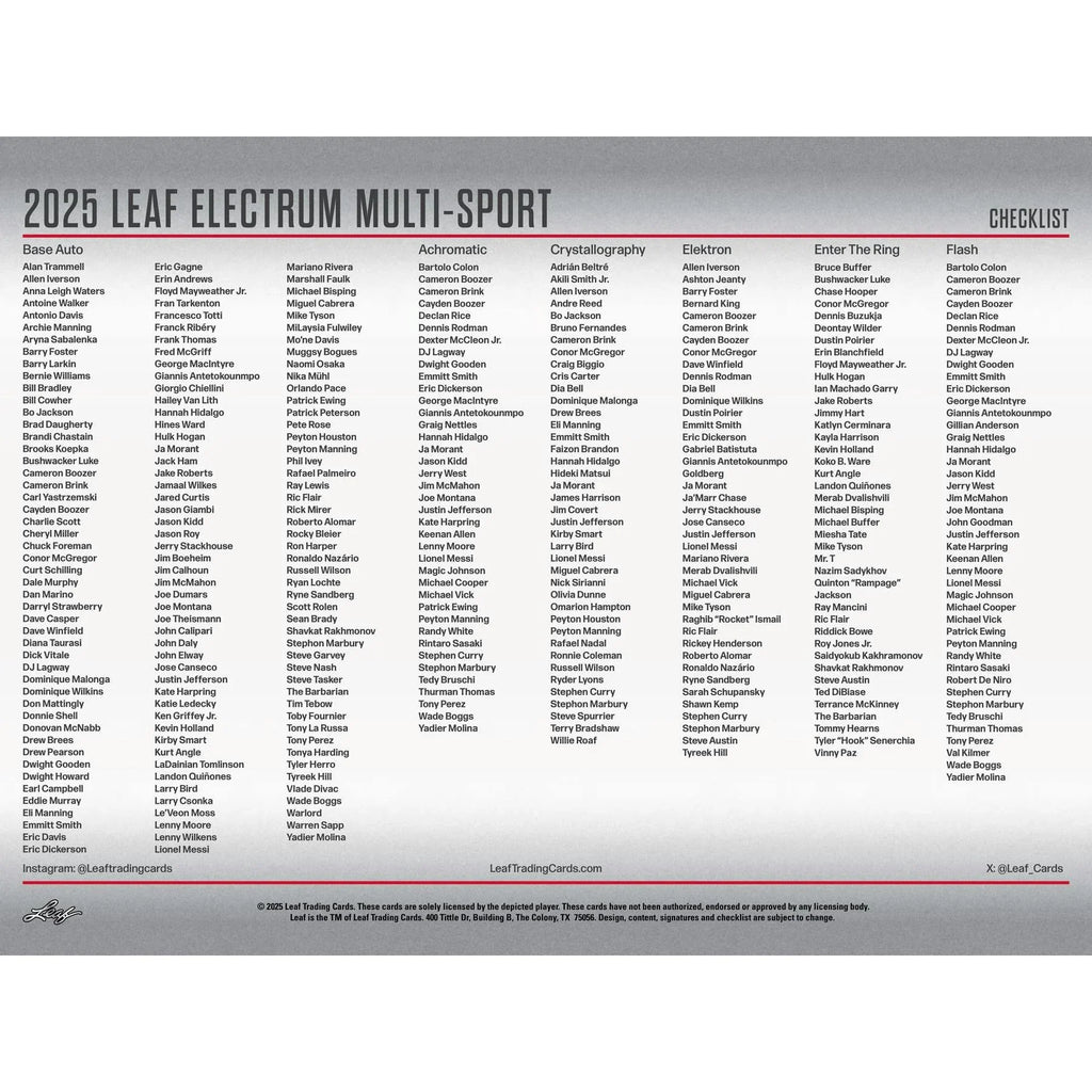 2025 Leaf Electrum Multisport Hobby 10 Box Case (Ships Sealed Only)