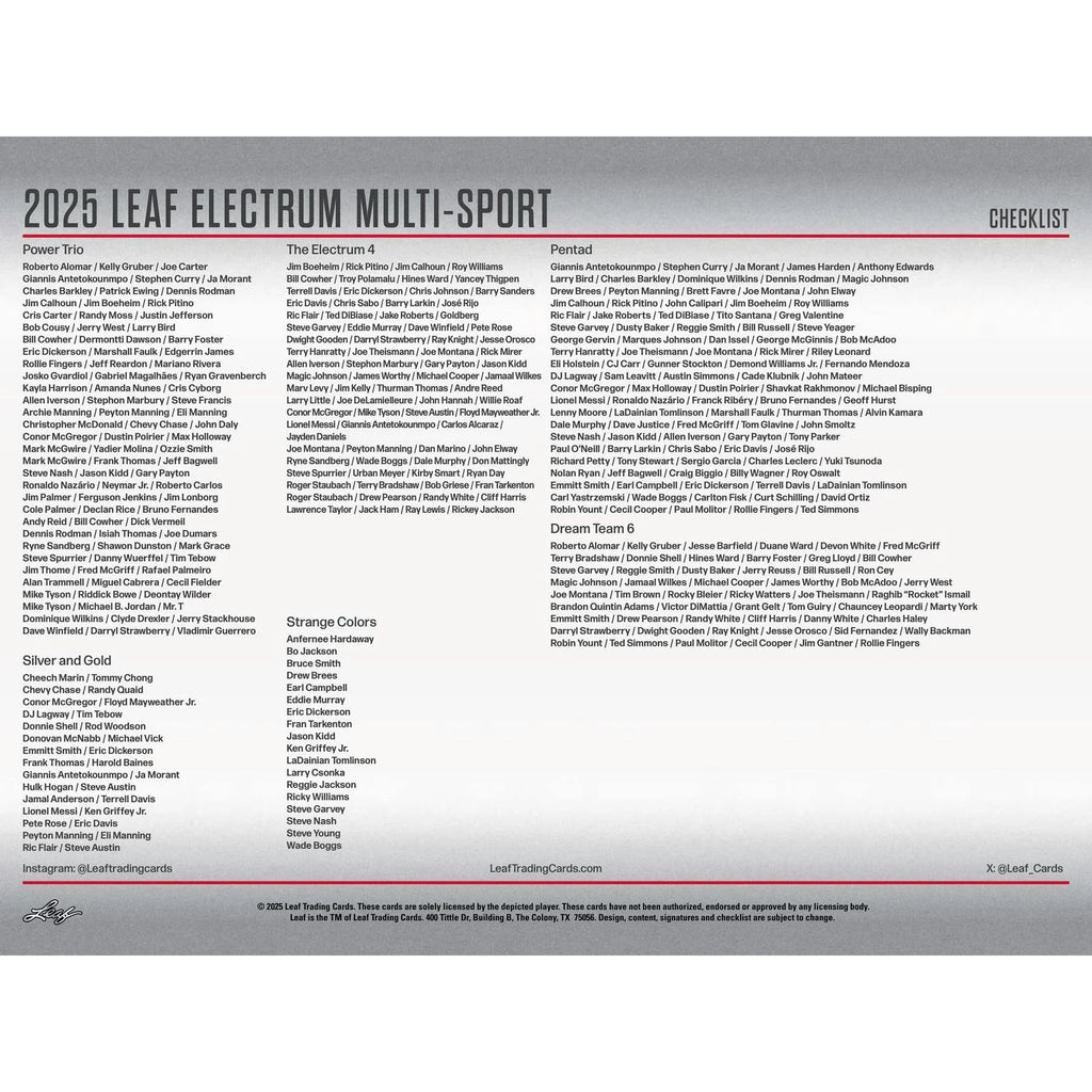 2025 Leaf Electrum Multisport Hobby 10 Box Case (Ships Sealed Only)