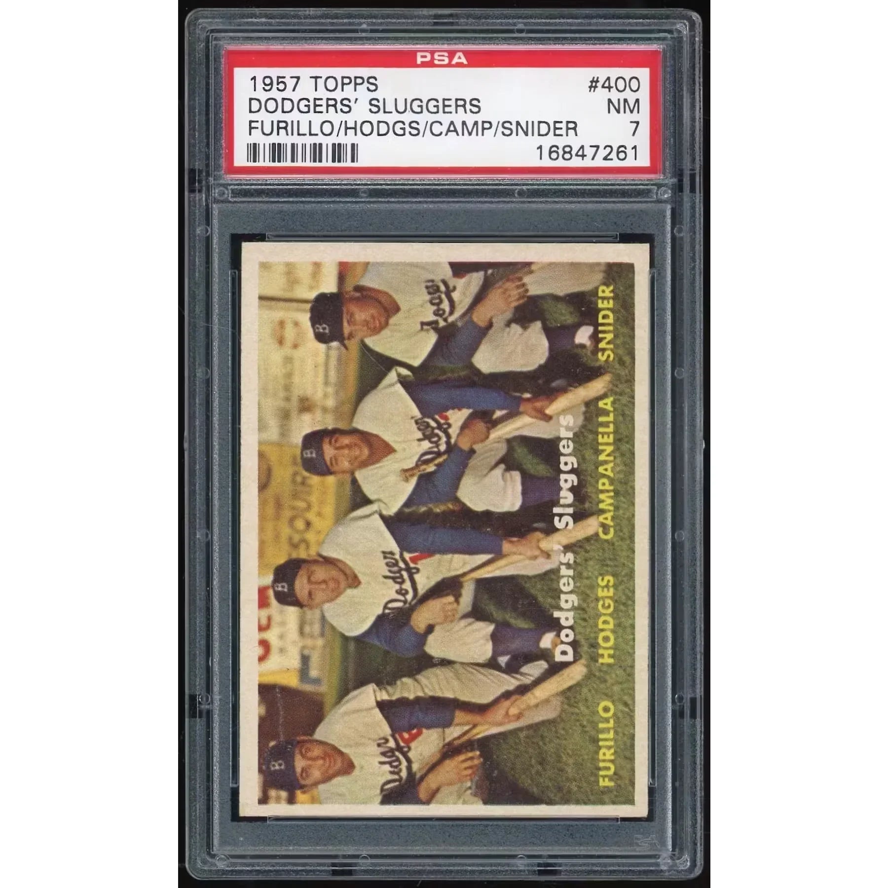 1957 Topps #400 Dodgers Sluggers Card | PSA 7