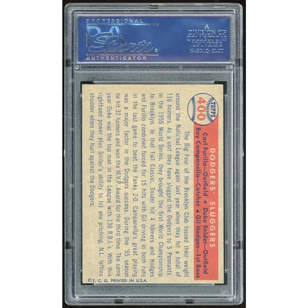 1957 Topps #400 Dodgers Sluggers Card | PSA 7
