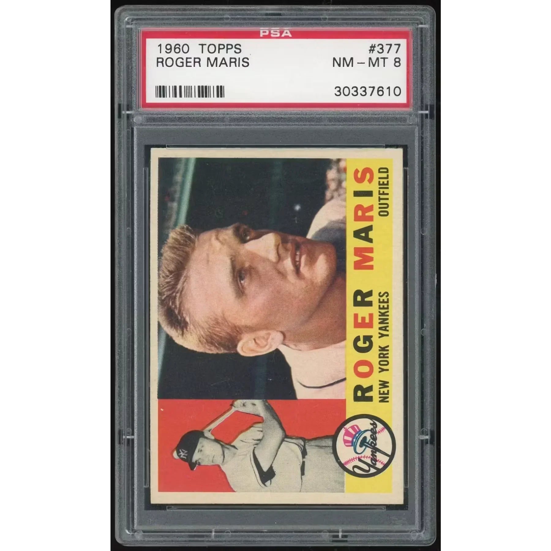 Roger Maris 1960 Topps #377 Baseball Card | PSA 8