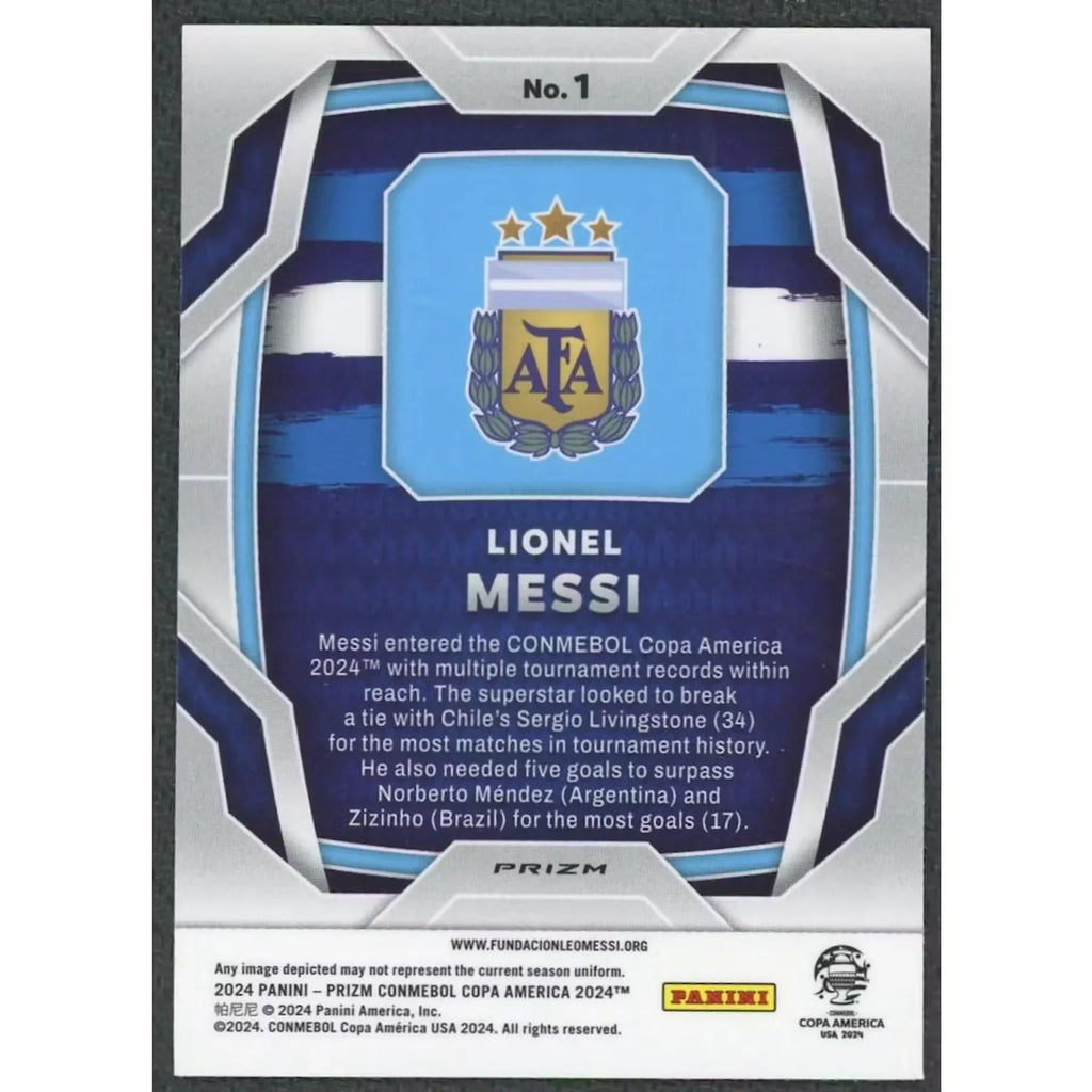 Lionel Messi Signed 2024 Panini Prizm Copa Card | Tiger Stripe #1