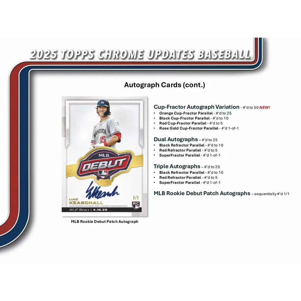 2025 Topps Chrome Update Series Baseball Blaster Box (Ships Sealed Only) - D