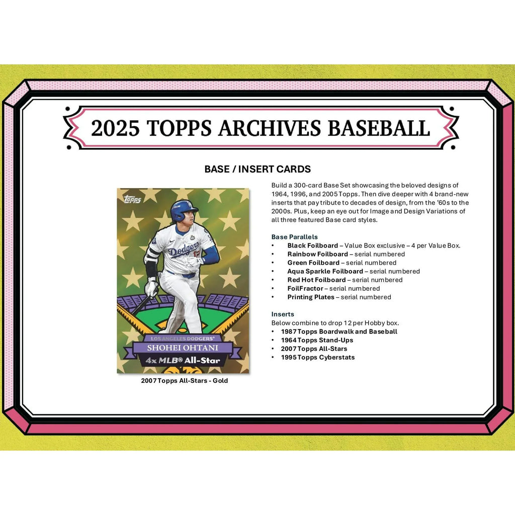 2025 Topps Archives Baseball Blaster 40 Box Case (Ships Sealed Only)