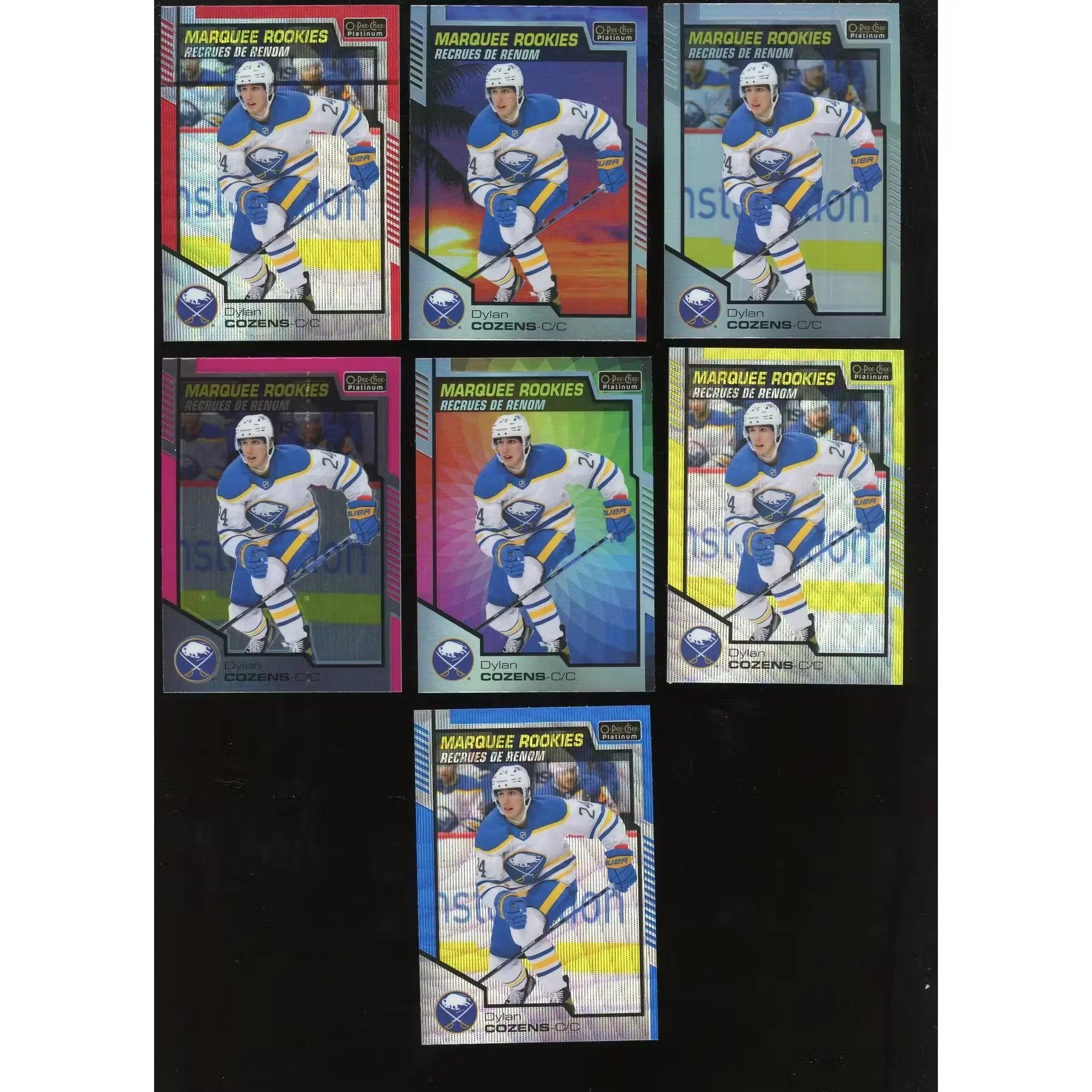 2020-21 O-Pee-Chee Platinum Dylan Cozens Marquee Rookies Rainbow Set (14 Cards)