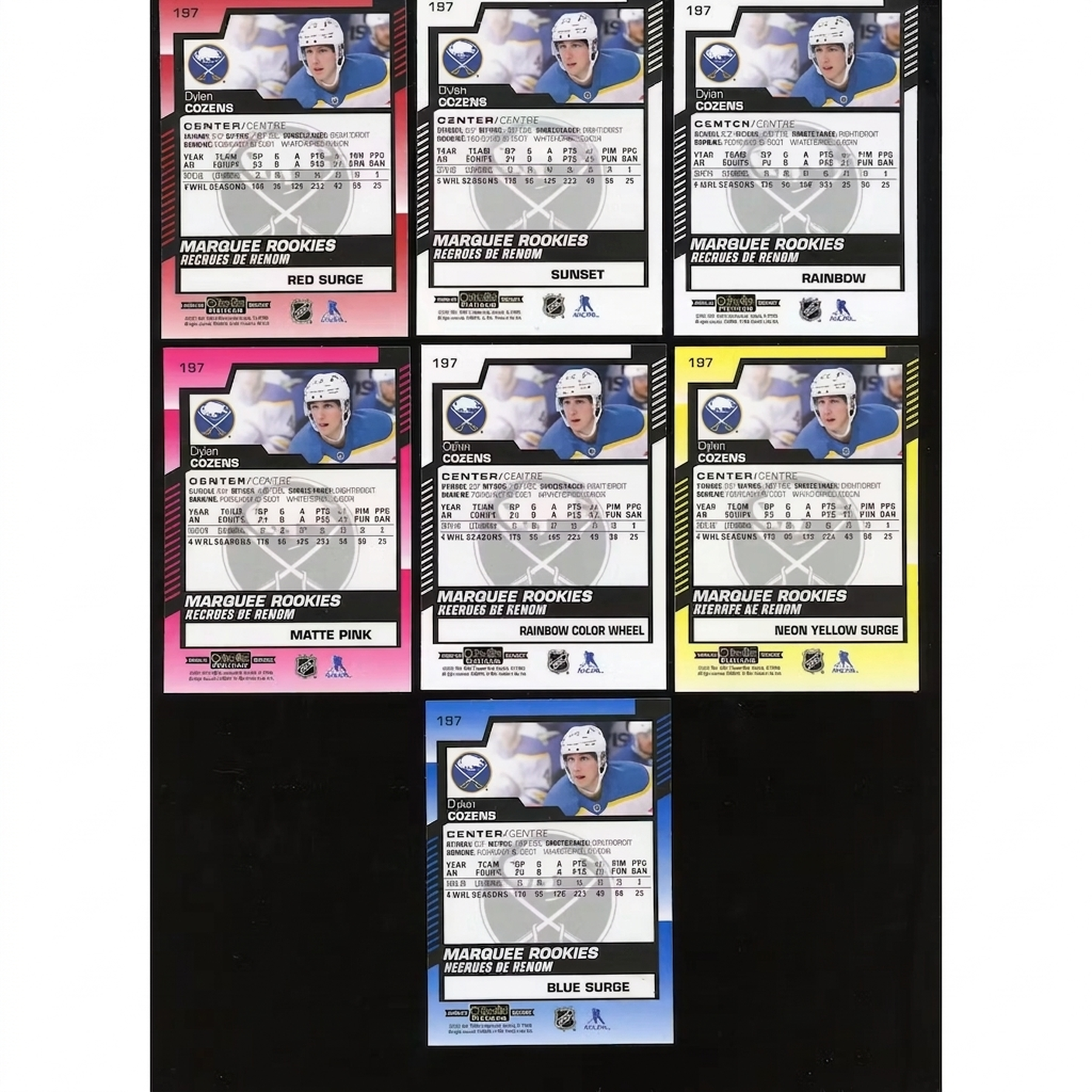 2020-21 O-Pee-Chee Platinum Dylan Cozens Marquee Rookies Rainbow Set (14 Cards)