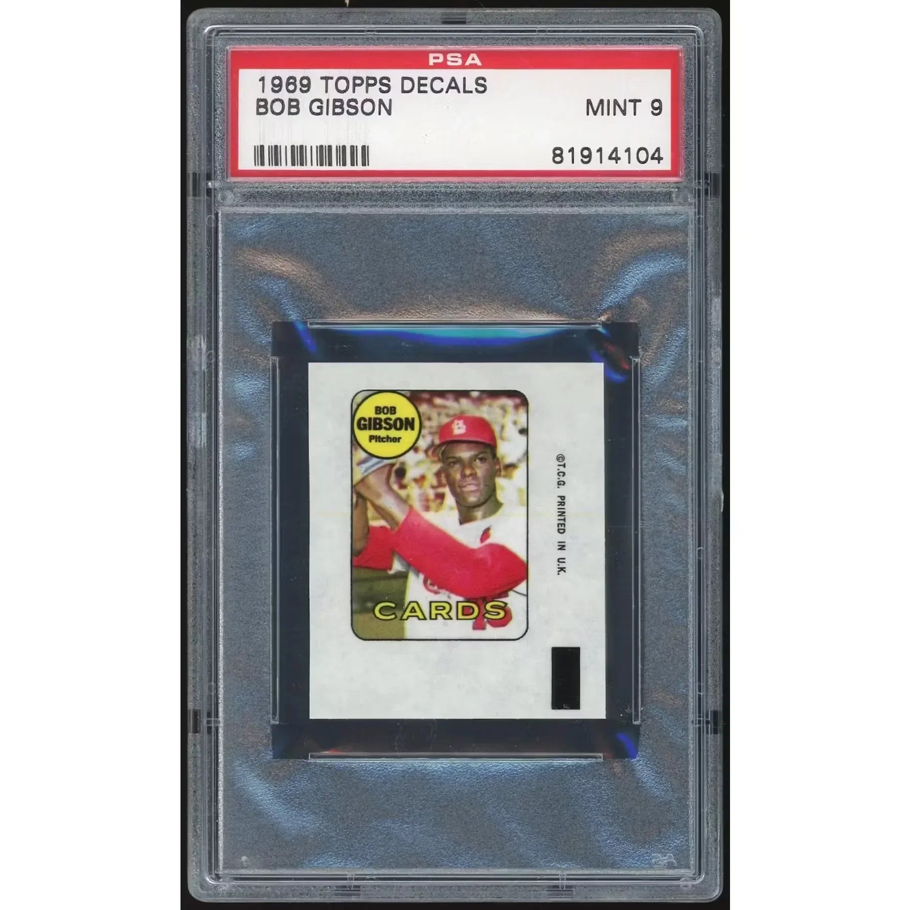 1969 Topps Decals Bob Gibson PSA 9 *4104 - D1