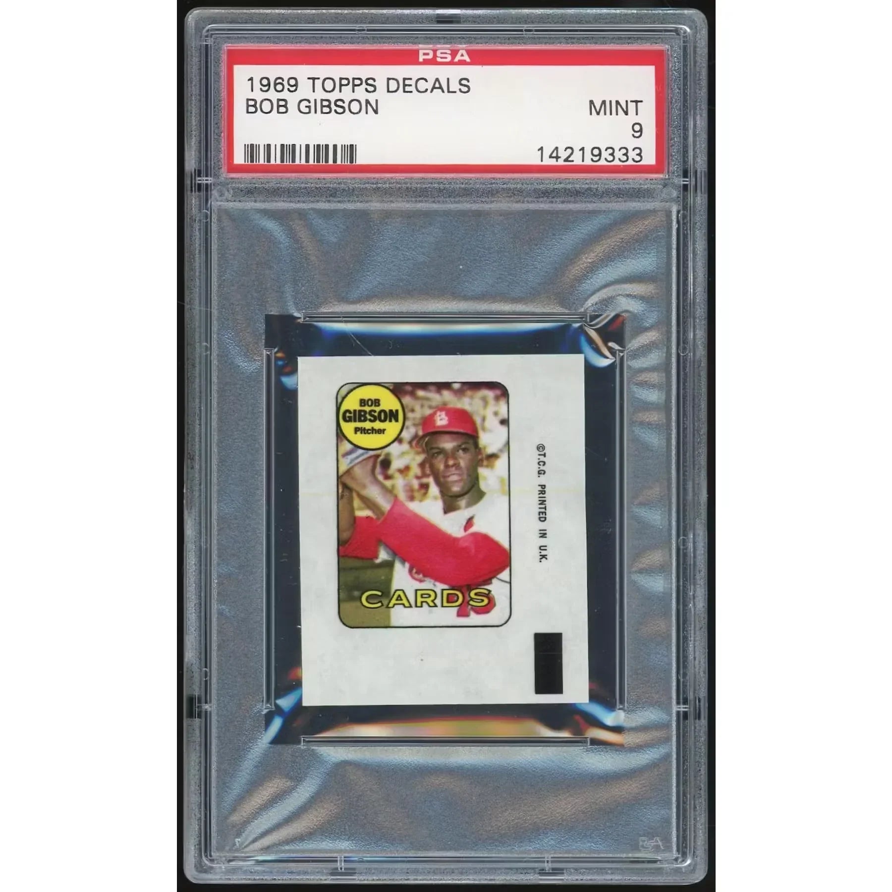 1969 Topps Decals Bob Gibson PSA 9 *9333 - D2