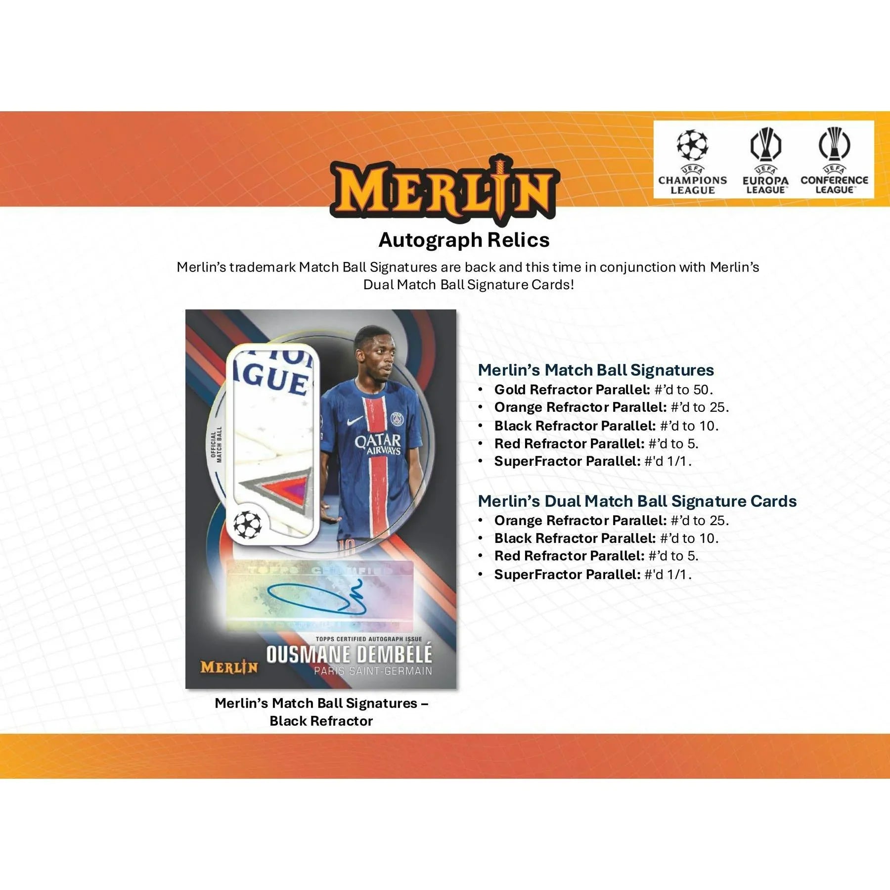 2024 25 Topps Chrome Merlin UEFA Club Competitions Hobby Box (Ships Sealed Only)