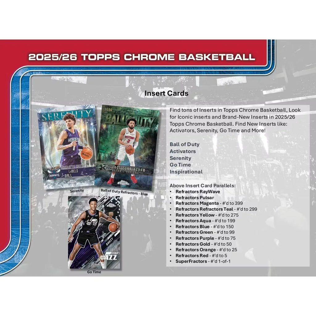 2025 26 Topps Chrome Basketball Blaster Box (Ships Sealed Only)