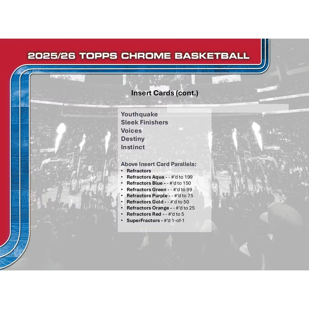 2025 26 Topps Chrome Basketball Blaster Box (Ships Sealed Only)