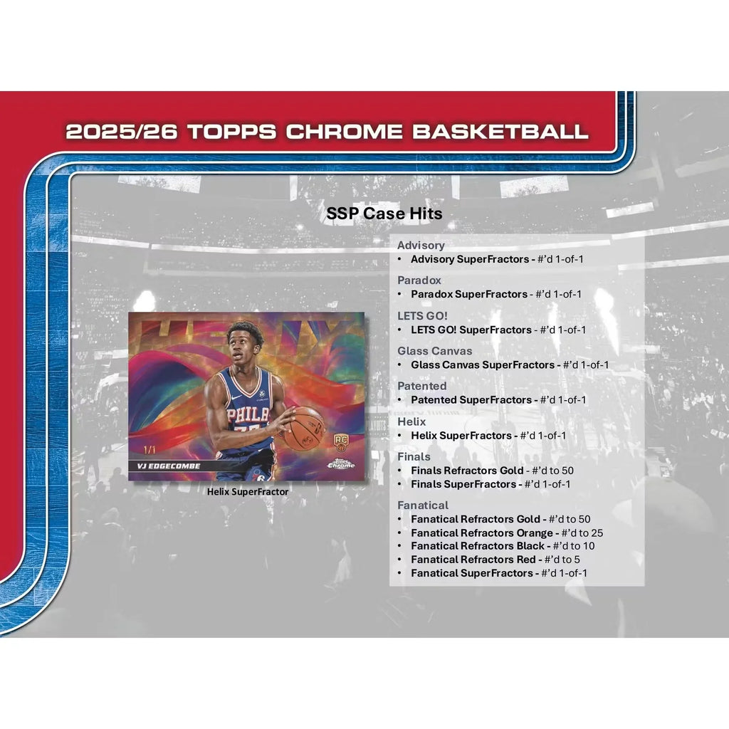 2025 26 Topps Chrome Basketball Blaster Box (Ships Sealed Only)