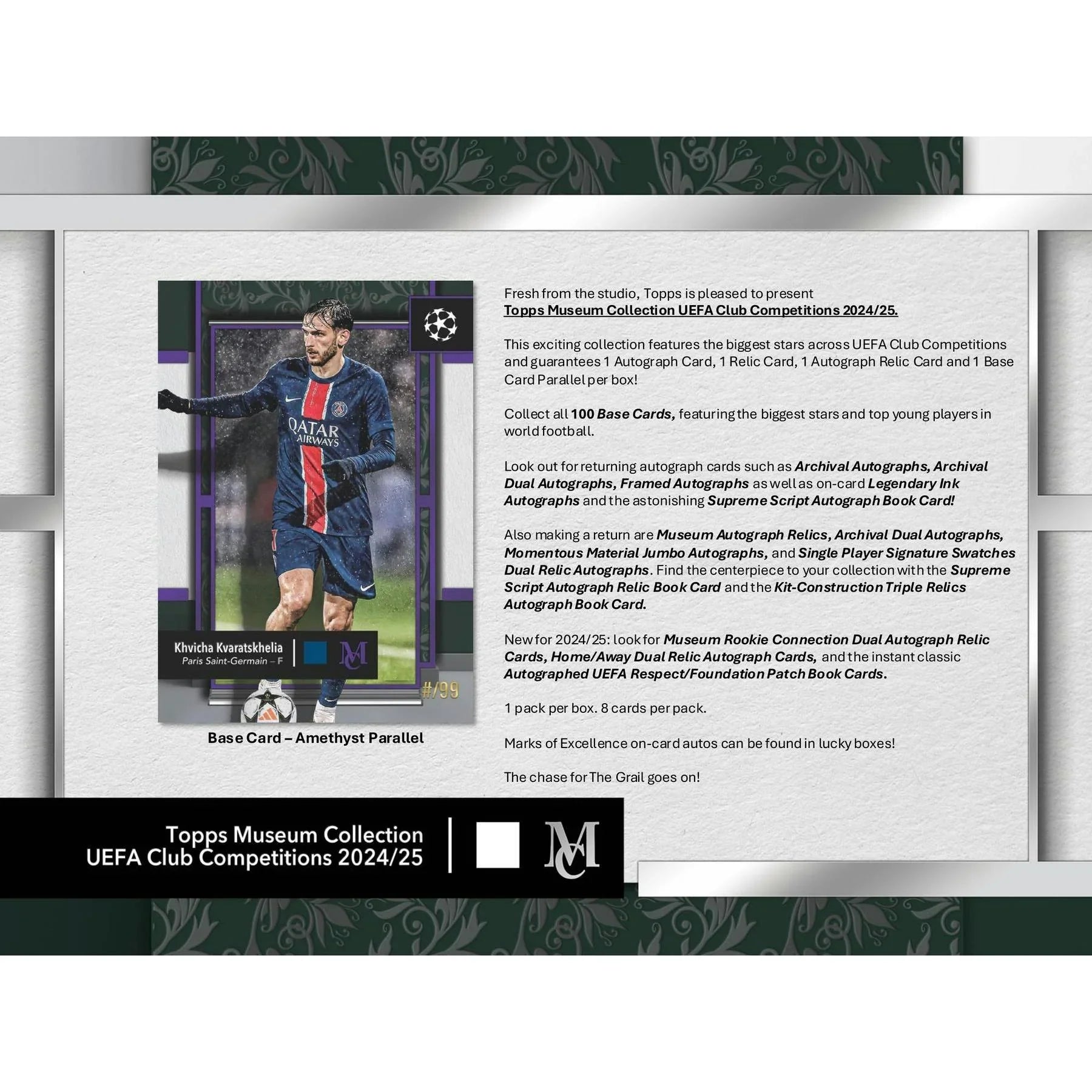 2024 25 Topps UEFA Club Competitions Museum Collection Hobby Box (Ships Sealed Only) - D