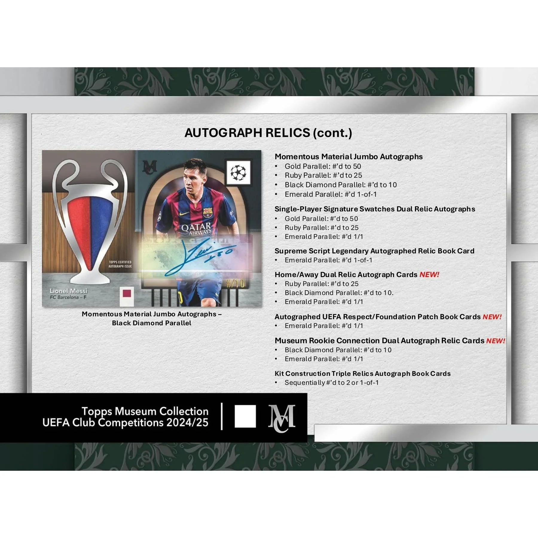 2024 25 Topps UEFA Club Competitions Museum Collection Hobby Box (Ships Sealed Only) - D