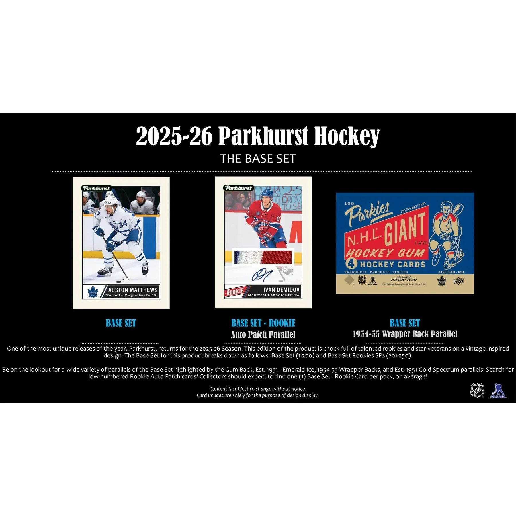 2025 26 Upper Deck Parkhurst Hockey Hobby 12 Box Case Presell Releases Jul 1st 2026 (Ships Sealed Only)