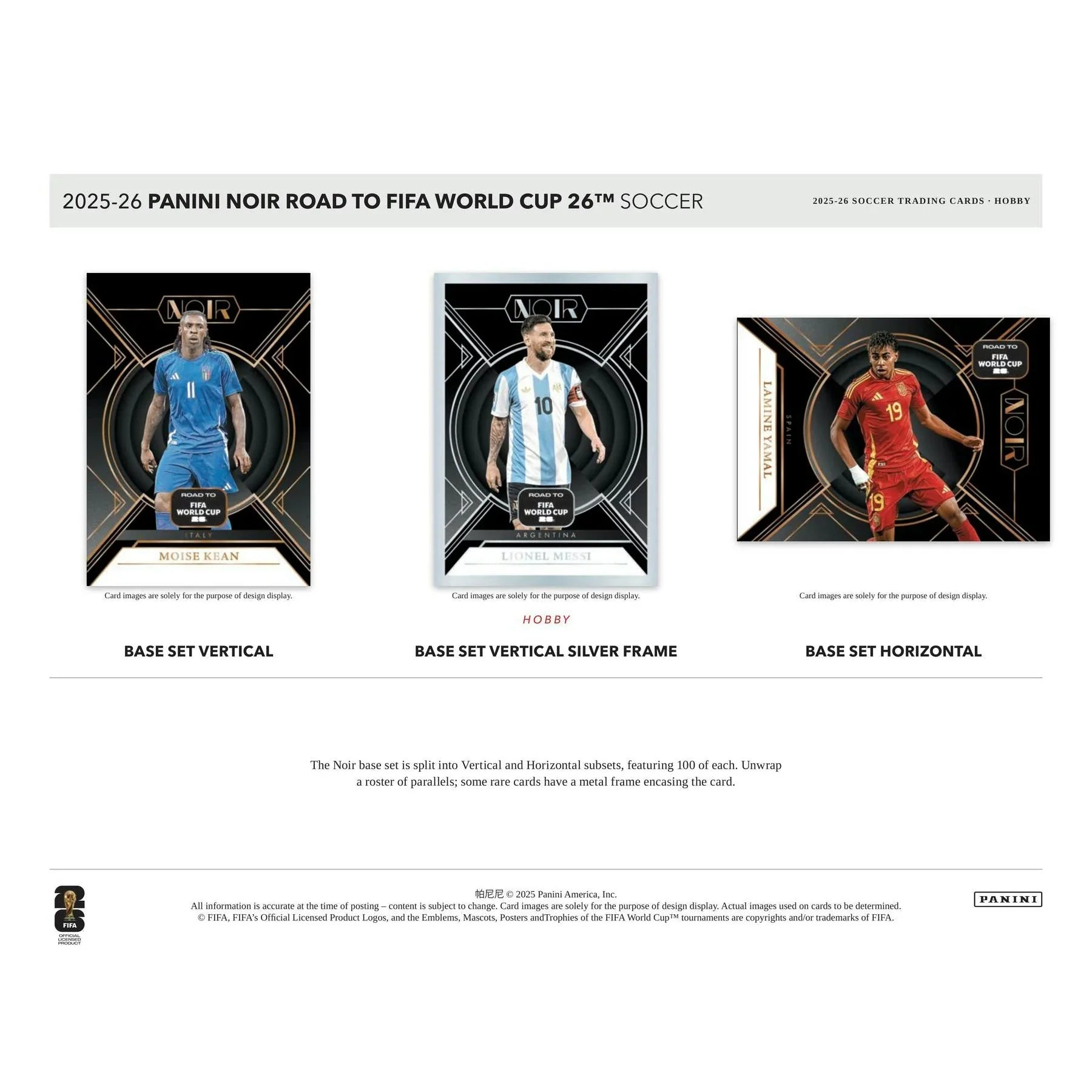 2025 26 Panini Noir Road to FIFA World Cup Soccer Hobby Box (Ships Sealed Only)