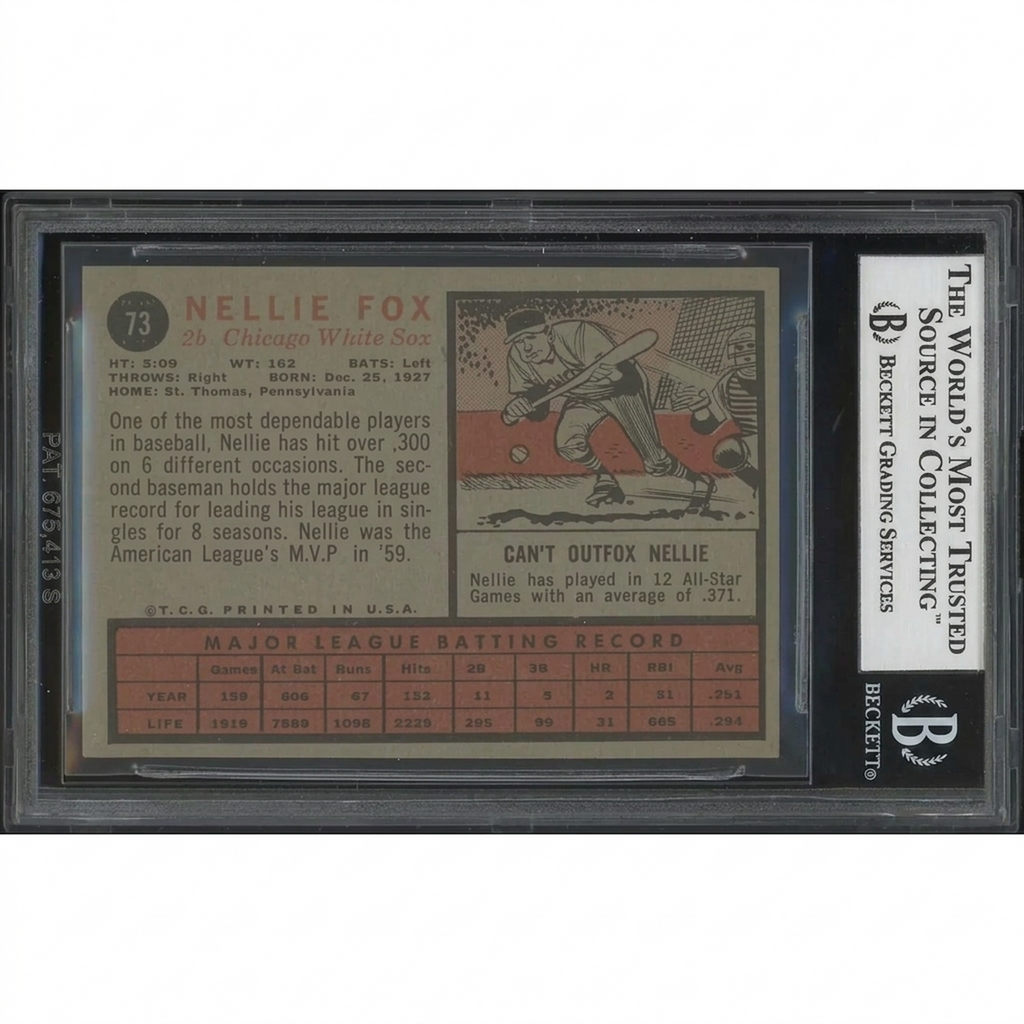 Nellie Fox 1962 Topps Baseball Card #73 | BVG 7 NM