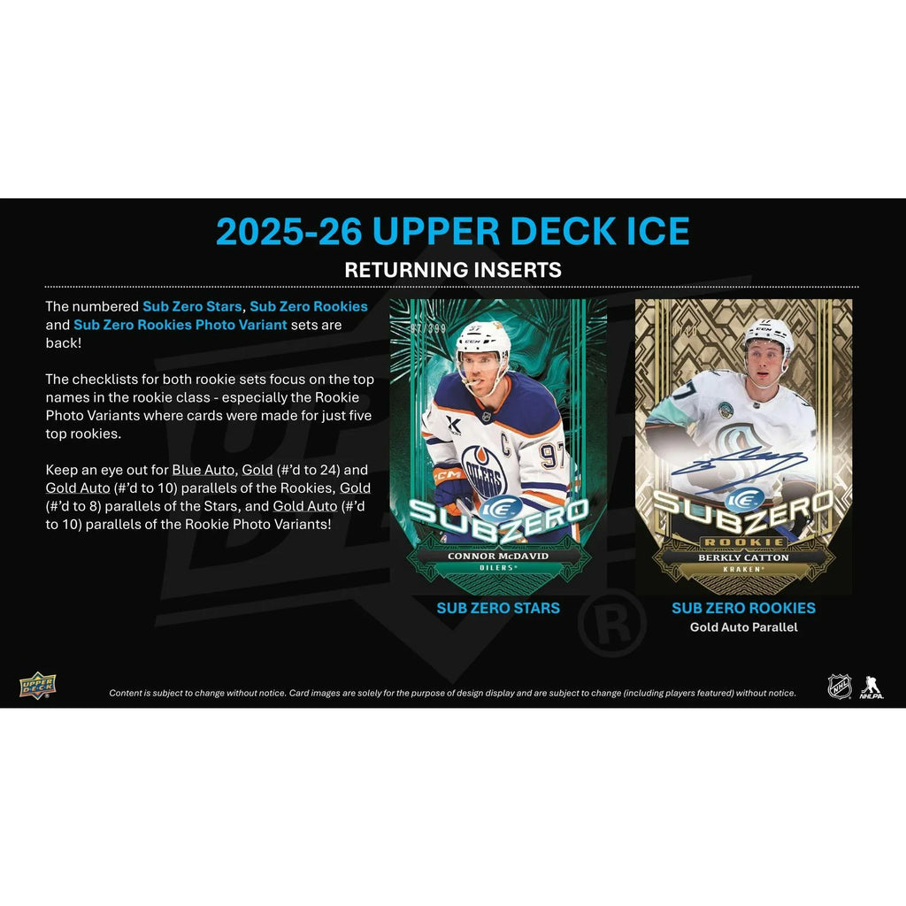 2025 26 Upper Deck Ice Hockey Hobby Box Presell Releases Jul 15th 2026 (Ships Sealed Only) - D1