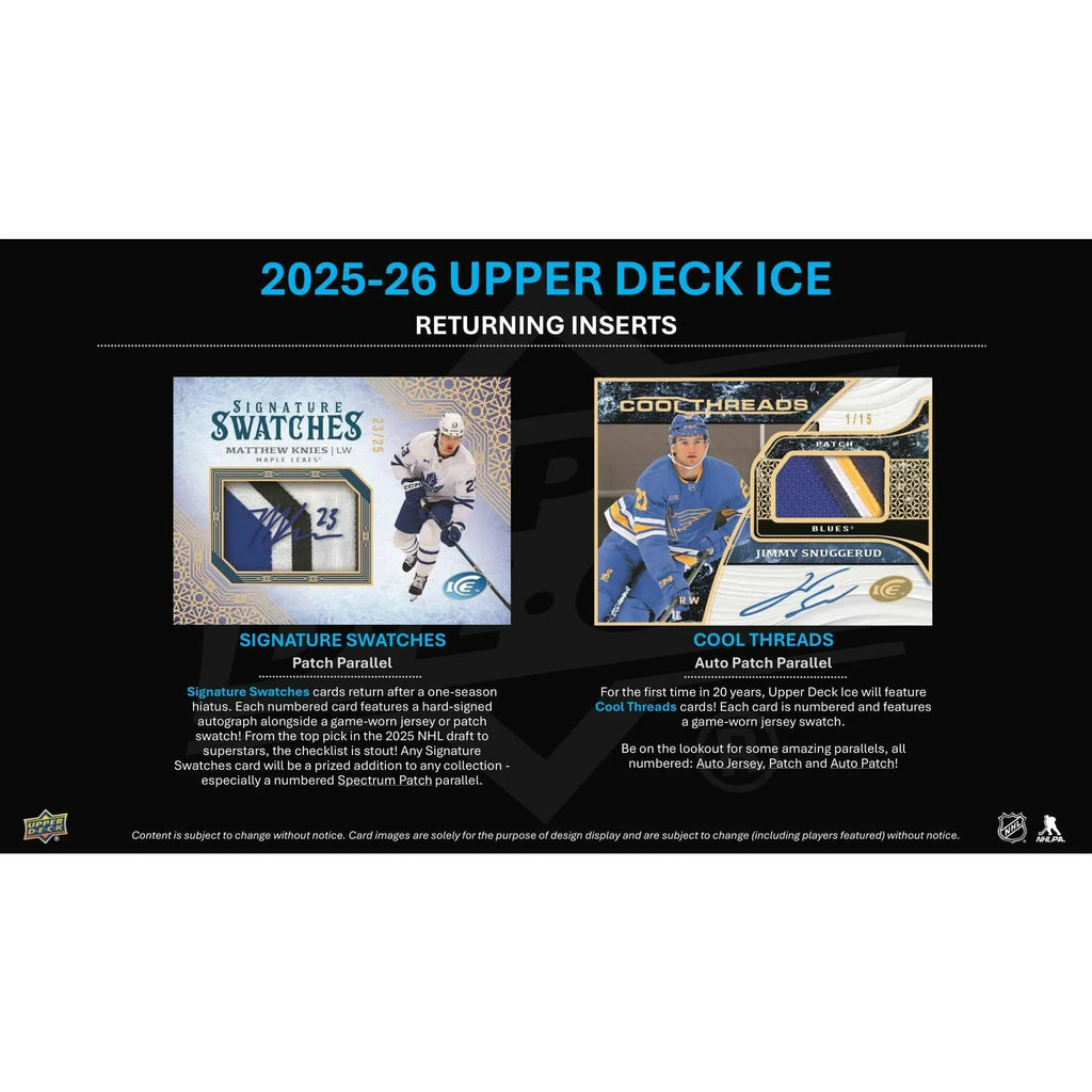 2025 26 Upper Deck Ice Hockey Hobby Box Presell Releases Jul 15th 2026 (Ships Sealed Only) - D1