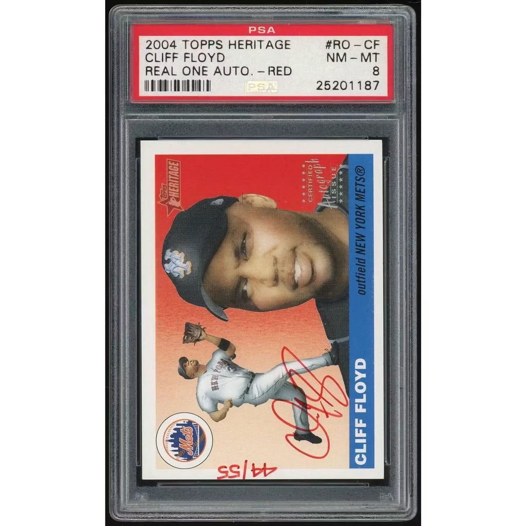Cliff Floyd Signed 2004 Topps Heritage Real One Autographs Red Card | PSA 8