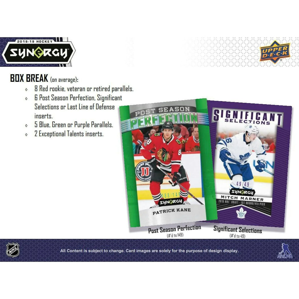 2018 19 Upper Deck Synergy Hockey Hobby Box (Ships Sealed Only)