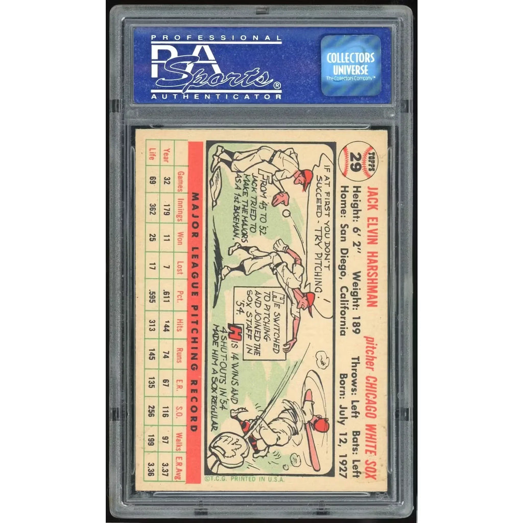 1956 Topps #29 Jack Harshman Baseball Card | PSA 7