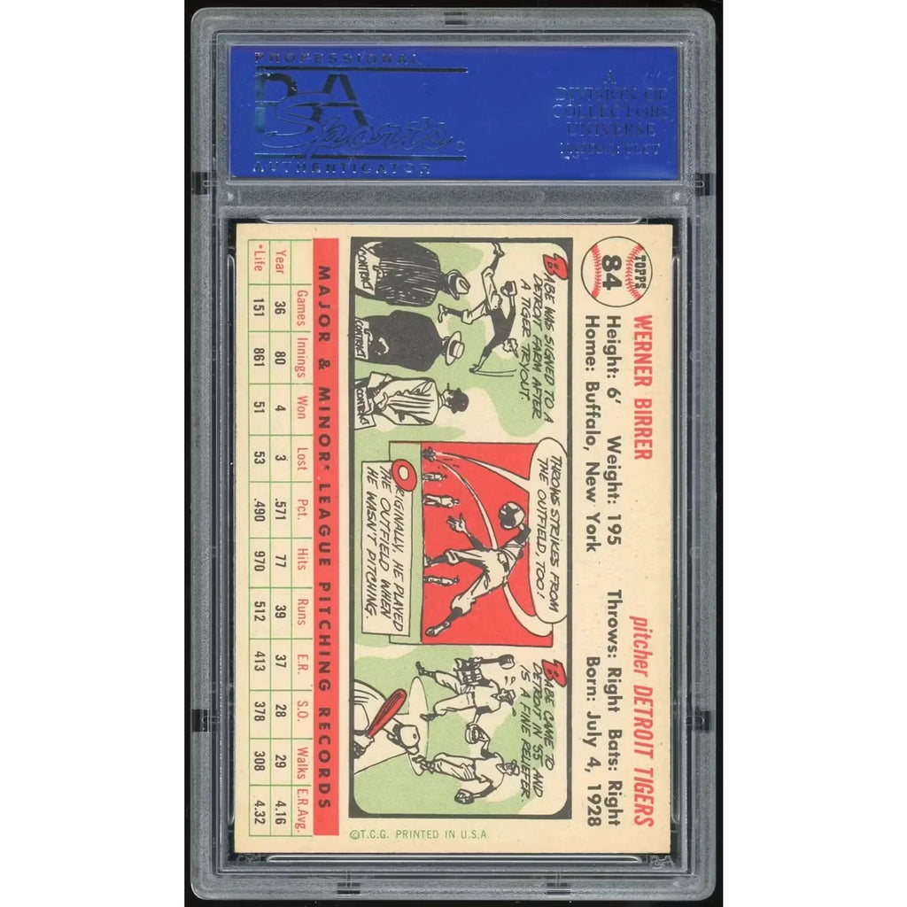1956 Topps #84 Babe Birrer Baseball Card | PSA 8