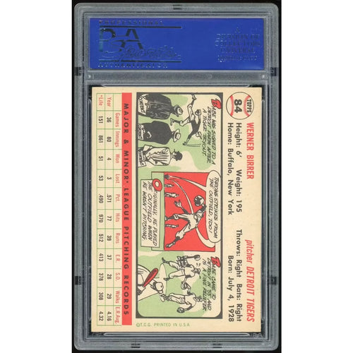 1956 Topps #84 Babe Birrer Baseball Card | PSA 8