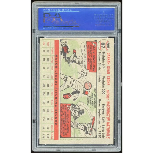1956 Topps #87 Dean Stone Baseball Card | PSA 8