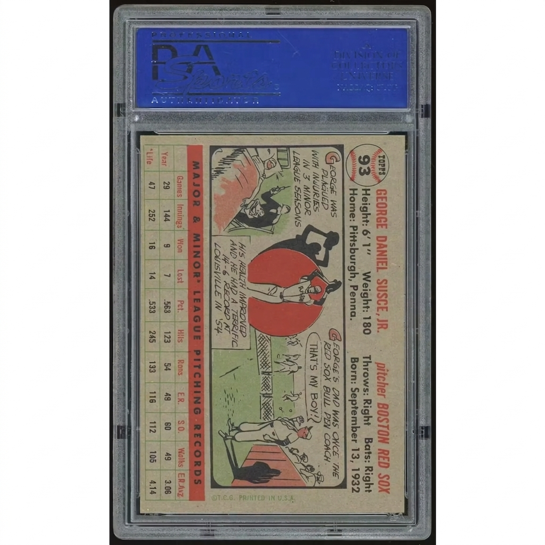 1956 Topps #93 George Susce Jr. Baseball Card | PSA 8