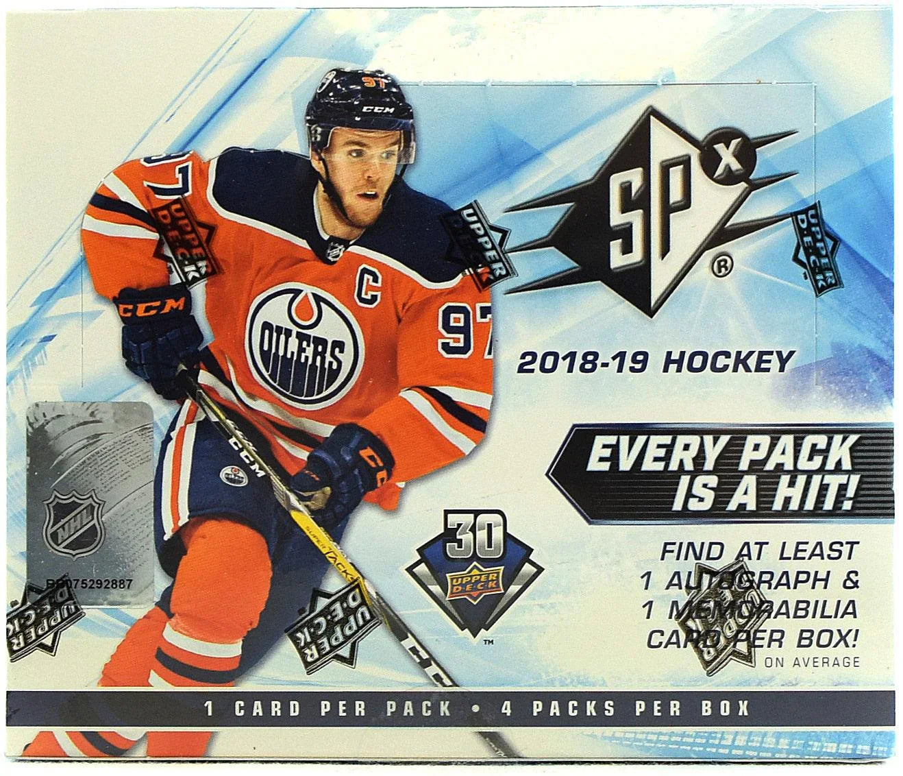 2018 19 Upper Deck SPx Hockey Hobby Box (Ships Sealed Only)