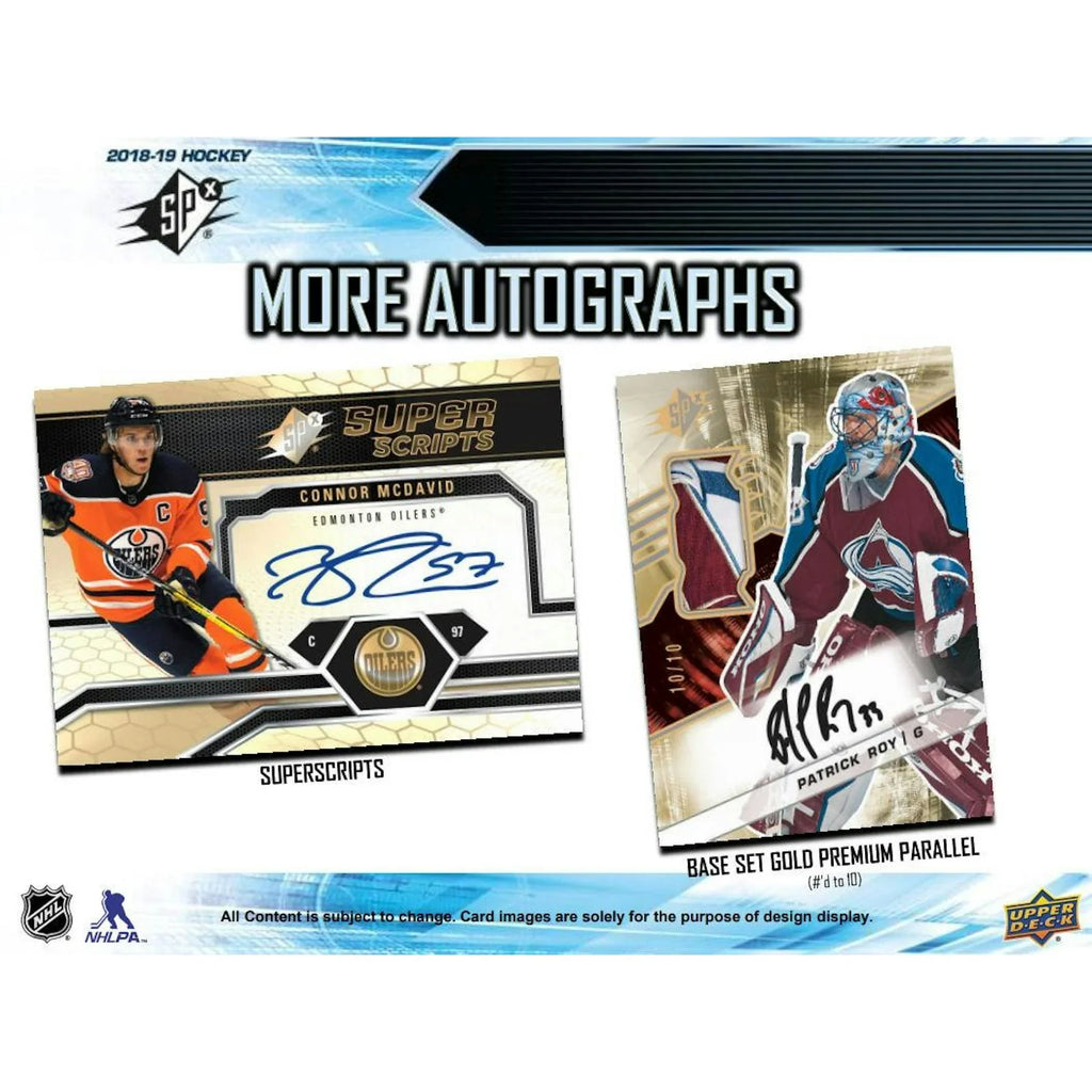 2018 19 Upper Deck SPx Hockey Hobby Box (Ships Sealed Only)