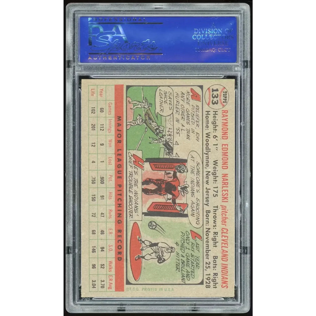 Ray Narleski 1956 Topps #133 Baseball Card | PSA 8