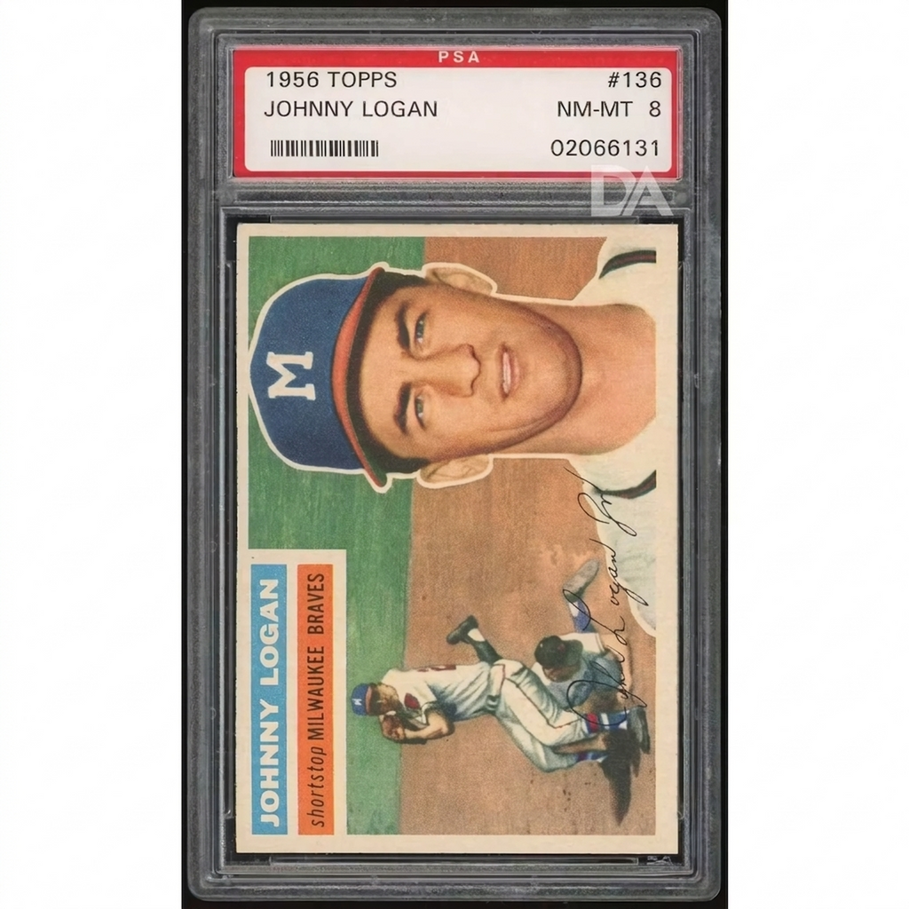 Johnny Logan 1956 Topps #136 Card | PSA 8