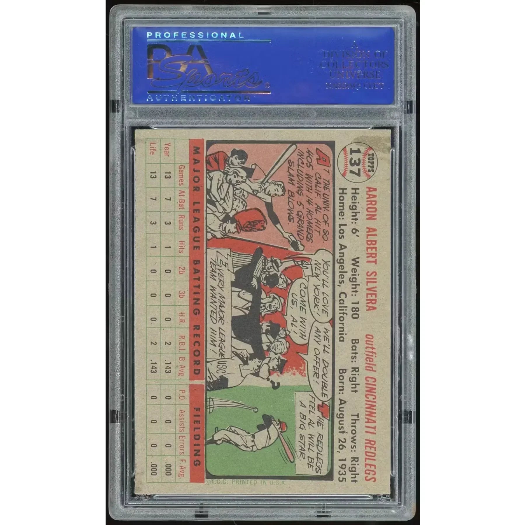 1956 Topps #137 Al Silvera Baseball Card | PSA 8
