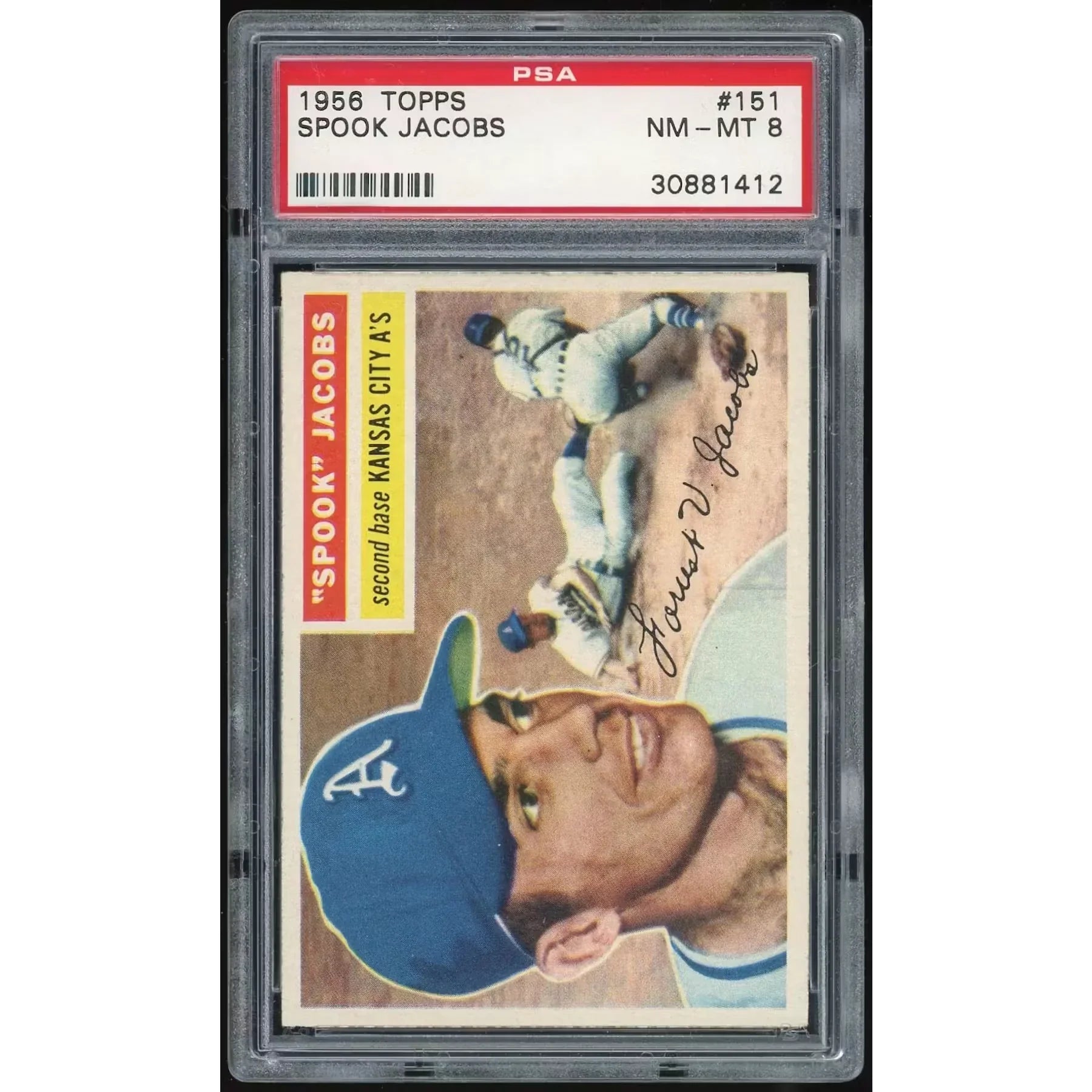 1956 Topps #151 Spook Jacobs Baseball Card | PSA 8