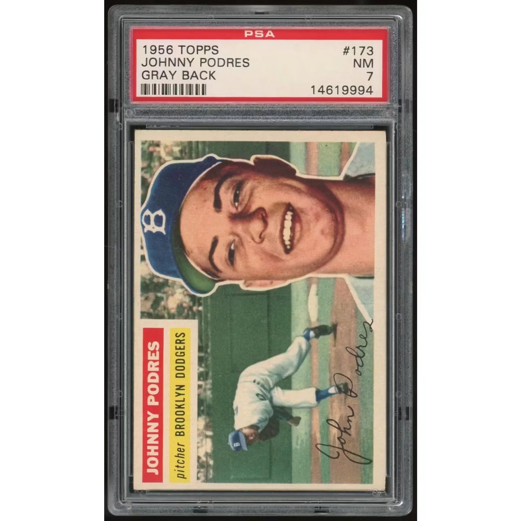 1956 Topps #173 Johnny Podres Card | PSA 7